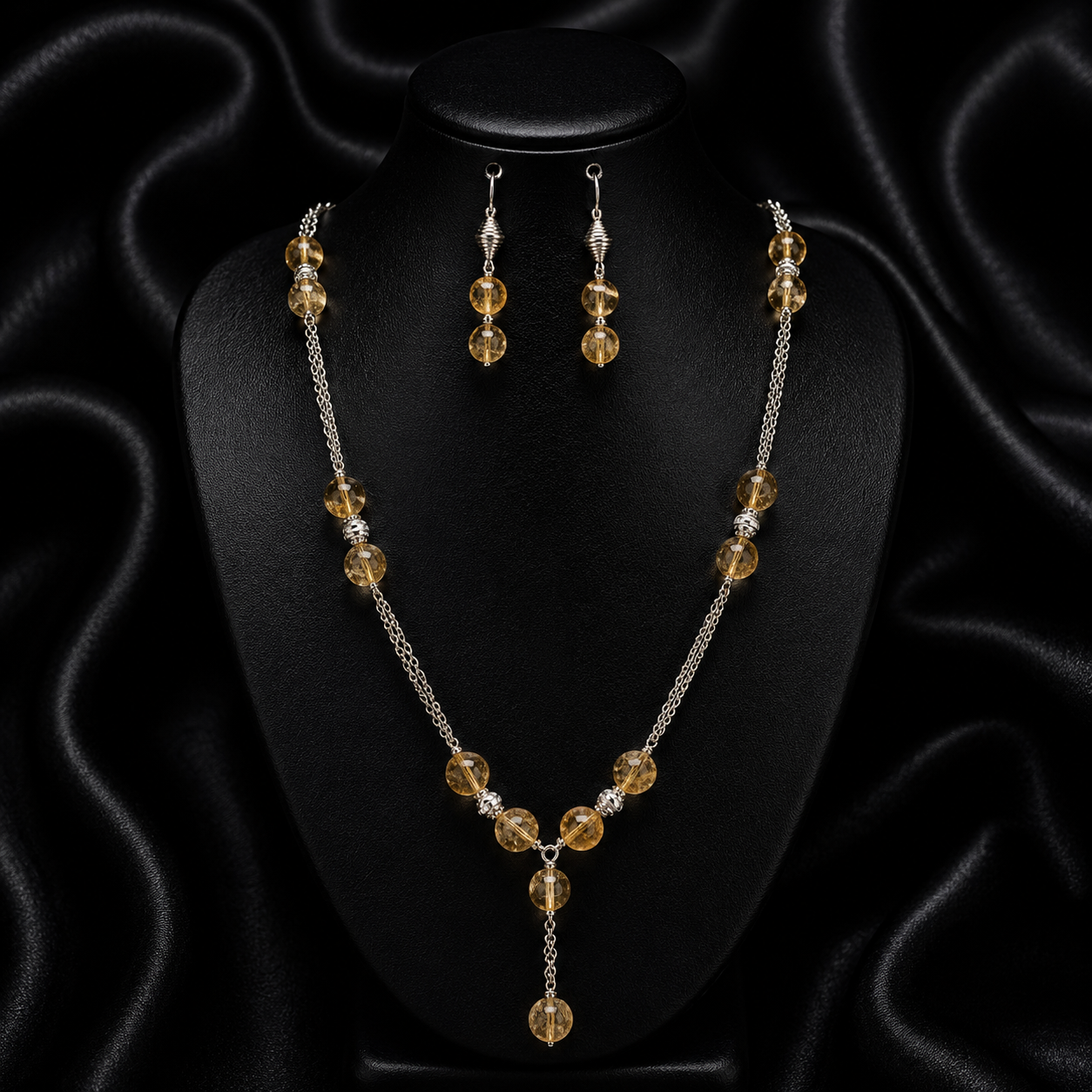 Golden Citrine Necklace 925 Silver