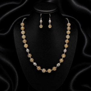 lemon Quartz 10mm Necklace 925 Silver