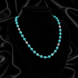 Classic Turquoise Beaded Necklace 925 Silver