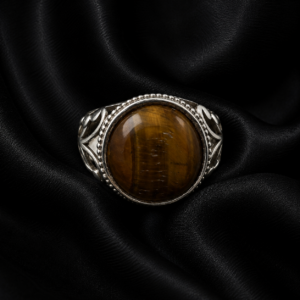 Tiger’s Eye Oval Silver Ring – Handcrafted Statement Ring