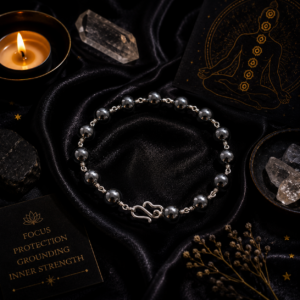 Eternal Strength: Hematite Bead Bracelet with Classic Silver Knot