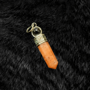 Orange Aventurine Pencil Pendant with Clear Quartz – Energy, Creativity & Clarity