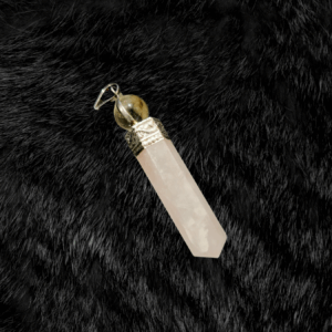 Rose Quartz Pencil Pendant with Clear Quartz Crown – Love & Clarity Amplifier