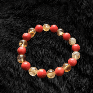 Vitality & Prosperity: Citrine and Red Coral Bead Bracelet