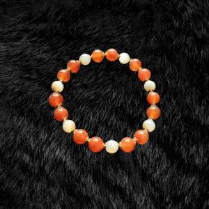 Radiant Harmony: Carnelian & Mother of Pearl Bead Bracelet