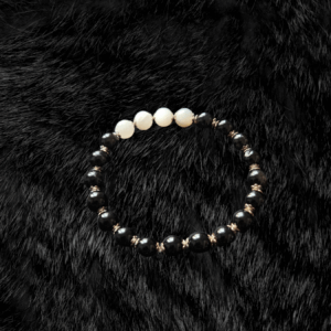 Yin & Yang: Black Onyx & Moonstone Bead Bracelet
