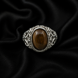 le: Tiger’s Eye Oval Cabochon Silver Ring – Handcrafted Statement Ring