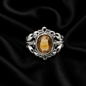 Citrine Sterling Silver Floral Filigree Ring