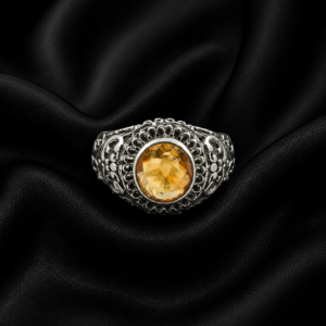 Title: Vintage Citrine Silver Ring – Handcrafted Statement Ring in Sterling Silver