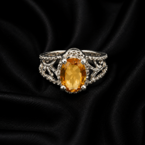 Elegant Citrine Silver Ring – Handcrafted Sterling Silver Gemstone Ring
